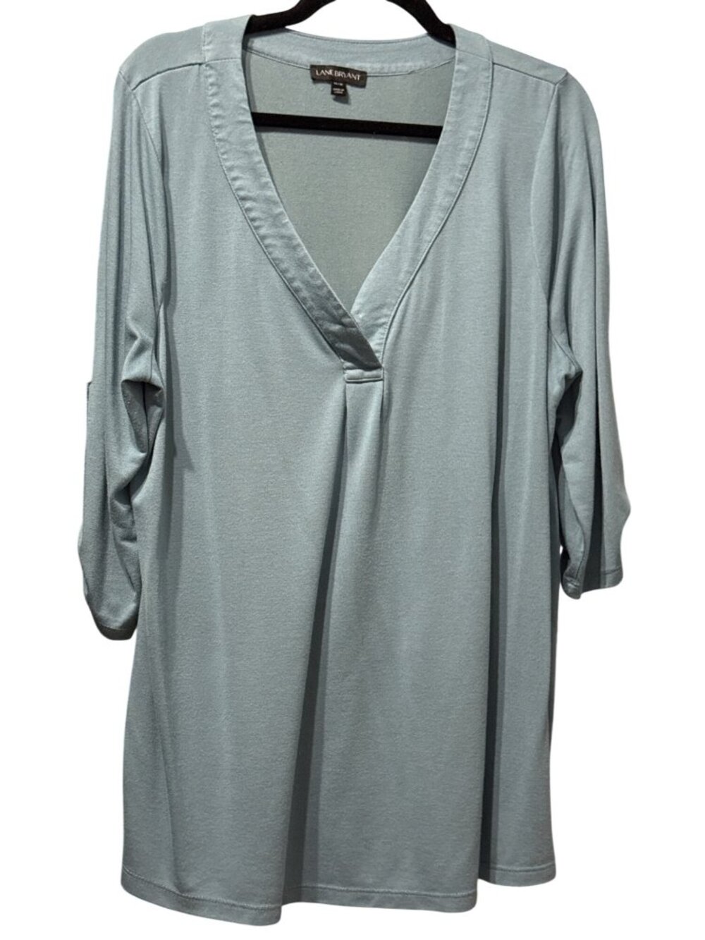 Lane Bryant Womens 3/4 Sleeve Tunic Top Size 14/16 Soft Sage V-Neck